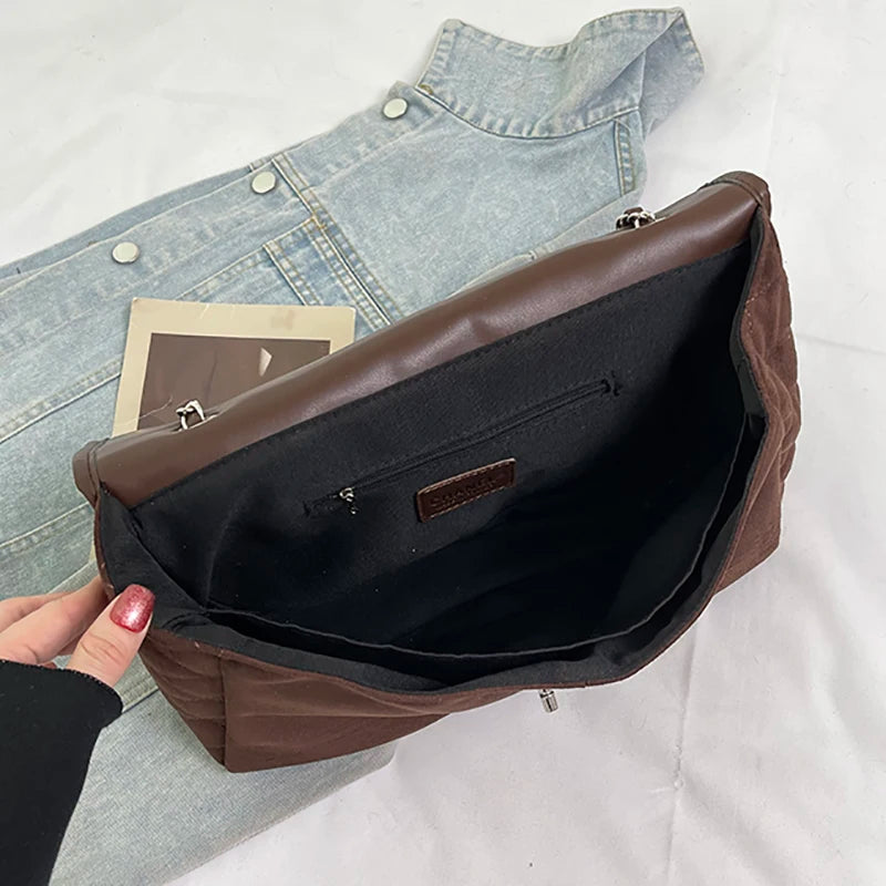 Retro Suede Leather Shoulder Bags for Women 2025 New Winter Underarm Bag Single Shoulder Crossbody Bag Fashion Handheld Bag