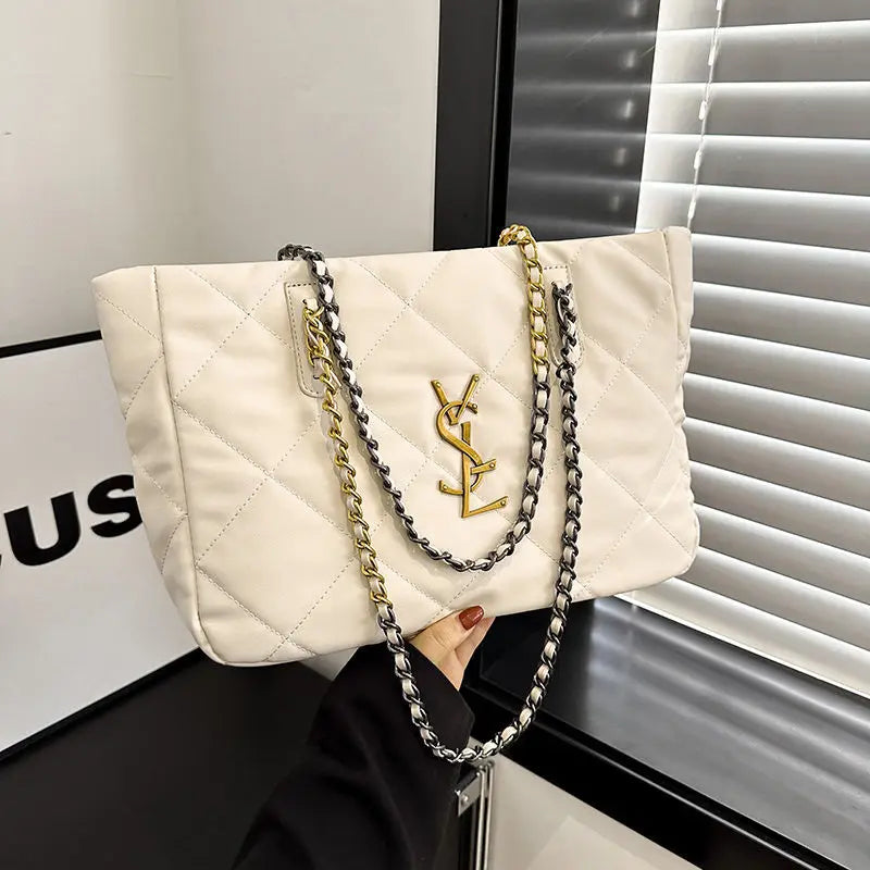 French Chic Tote Bag for Women 2025 Lychee Pattern Large Capacity Leather Shopper Bag Versatile Crossbody Purse