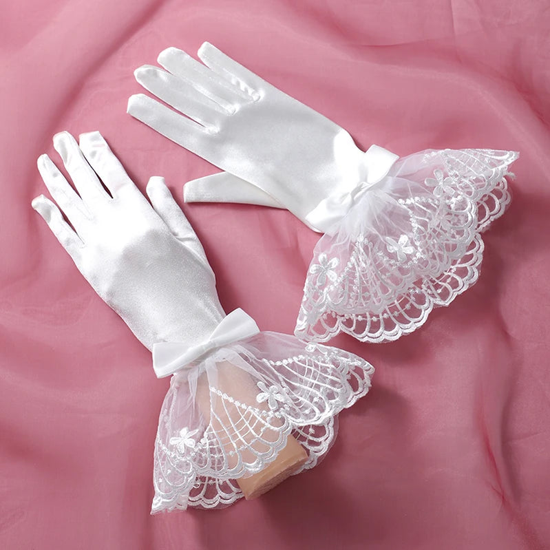 New super fairy white lace tulle long bridal photo wholesale gloves ST-0001-A