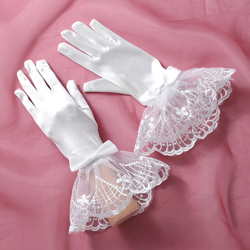 New super fairy white lace tulle long bridal photo wholesale gloves ST-0001-A