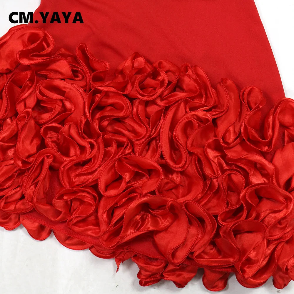 CM.YAYA Women V-neck Strap Mult Ruffles Sleeveless Bodycon Mini Dress Sexy Evening Night Party Club irregular Vestidos Dresses