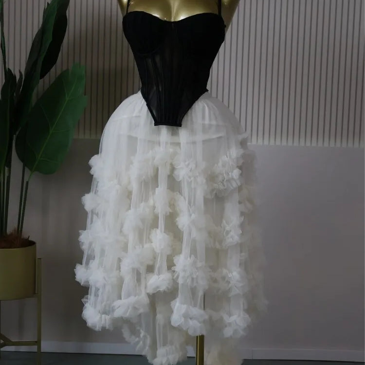 CM.YAYA Women's Dress Set Tunic Irregular Crop Top and Irregular Ball Gown Maxi Long Skirt Suit 2025 Two 2 Piece Set Outfits