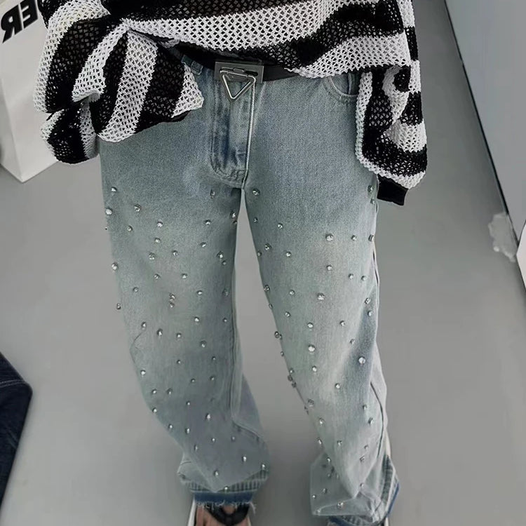 Patchwork Embroidered Flares Jeans For Women High Waist Spliced Button Slim Pencil Pants Female Fashion Clothes