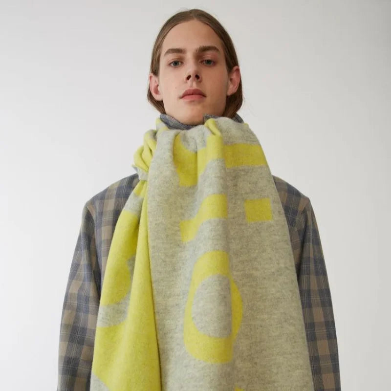 Winter Thickened Letter Shawl for Women Thermal Warm Resistant Wool Scarf Outdoor Fashion Versatile Windproof Women Accessories