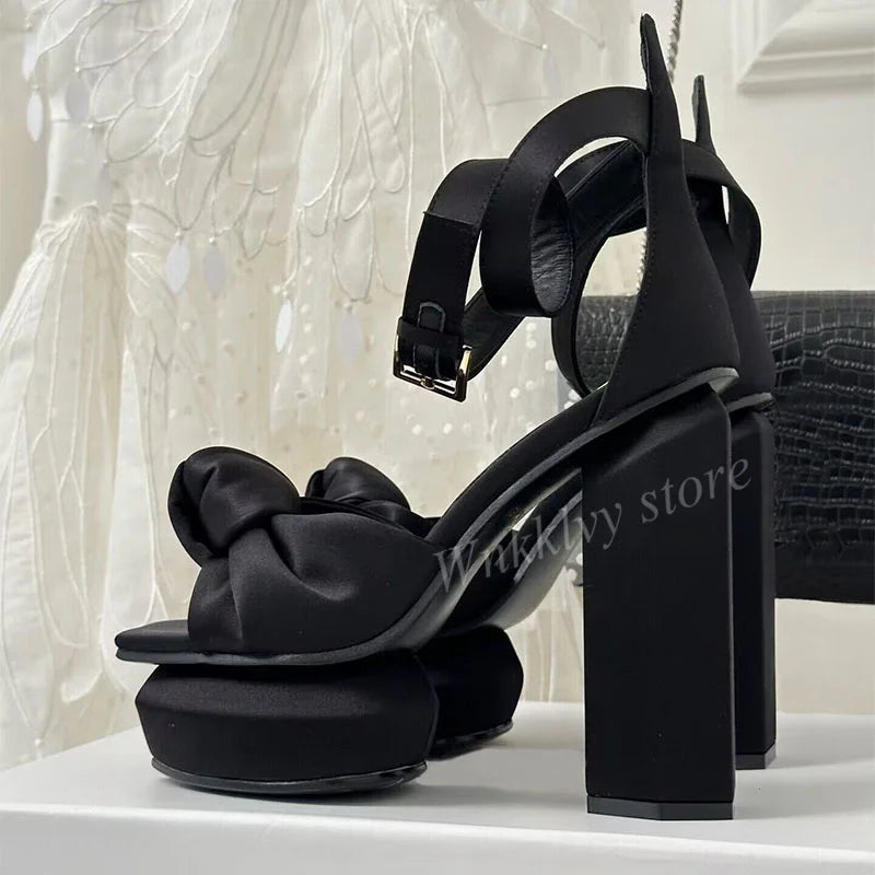 Spring Summer New Platform Sandals Sexy Women's Super High Heel Sandalias Ankle Strap Pumps Thick Soled Party Dance Shoes 2023 black