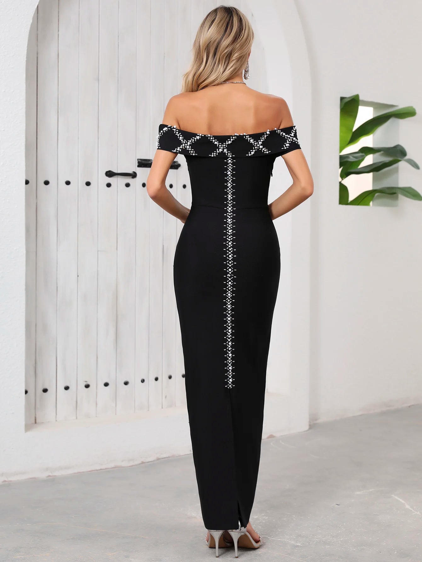Top Quality Women Sexy Slash Neck Off the Shoulder Shinning Diamond Bodycon Long Bandage Dress Elegant Evening Party Dress