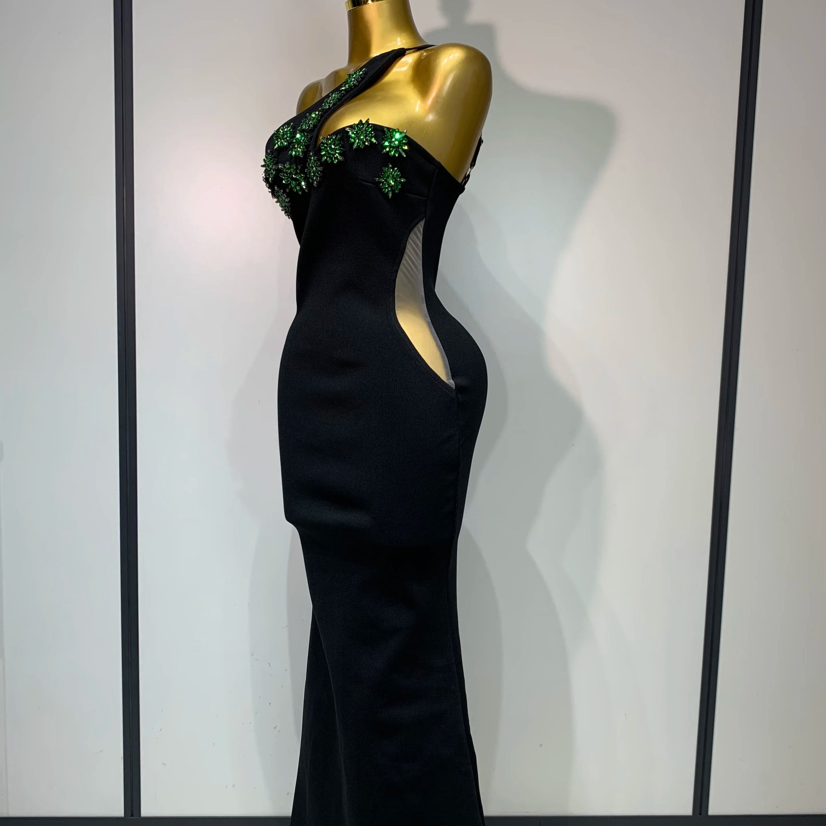 Sparkly Rhinestones Evening Bandage Long Dresses Women Sexy Backless Stretch Elegant Prom Luxury Birthday Gown Club Vestidos