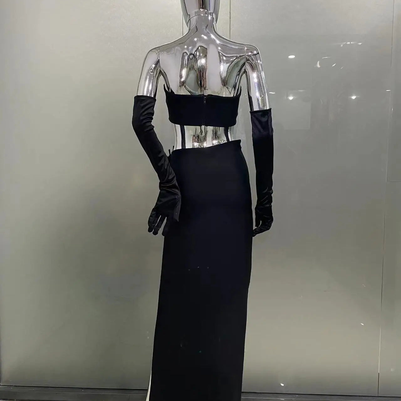 Fantasia de celebridade para performance em palco, bandagem sexy feminina, 2 peças, bodycon, vestido longo, boate, festa, aniversário