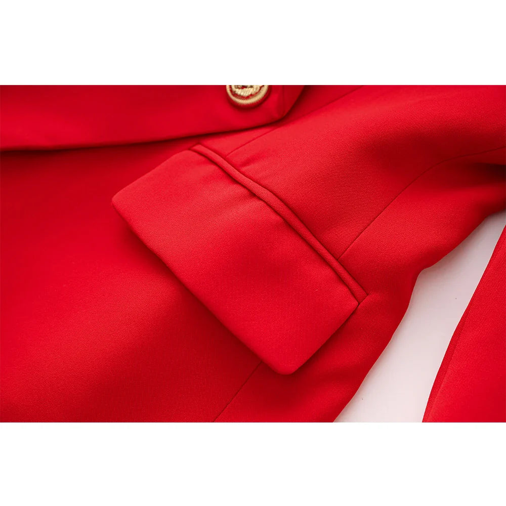 Wow Amazing Elegant Lady Stunning Blazer 2PCS Sets Red Mini Skirt With Blet Work Wear Women Luxury Suit