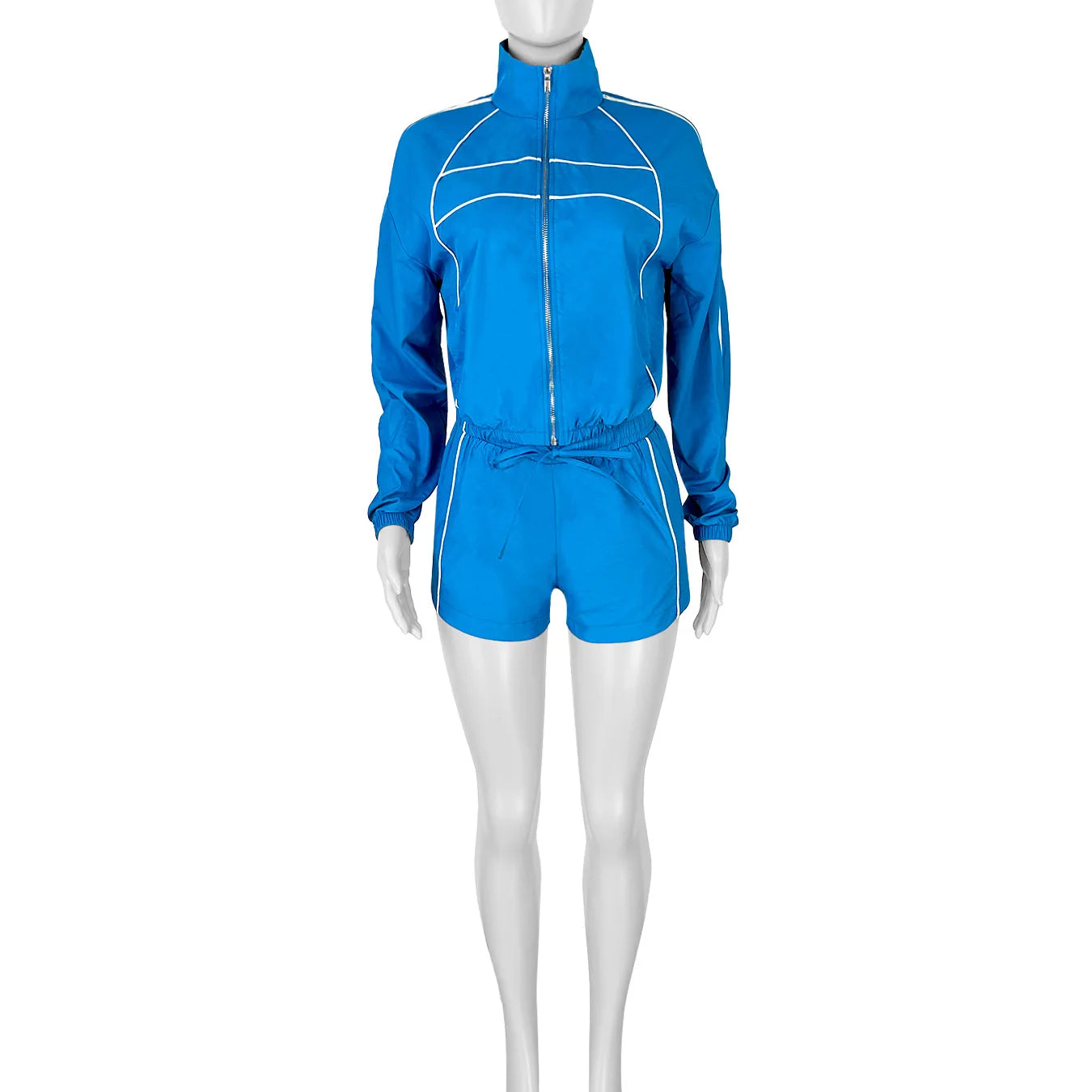 CM.YAYA Women's Set Long Sleeve Jacket + Shorts Suit 2025 Summer Streetwear Active Slim Sporty Two 2 Piece Set Outfit Tracksuit