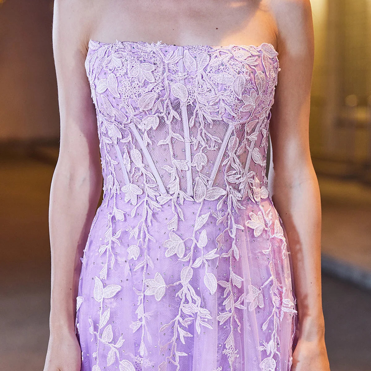 Elegant Lace Formal Evening Dresses Long with Crystal Strapless Sexy High Slit A-Line Homecoming Prom Party Gowns for Teens 2024