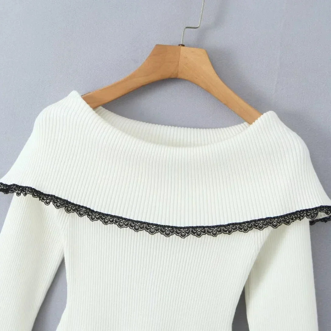 Mingmingxi Autumn Off The Shoulder Sweater Dress Elegant Long Sleeve Knitted Dress Sexy Causal Warm White Dress Women