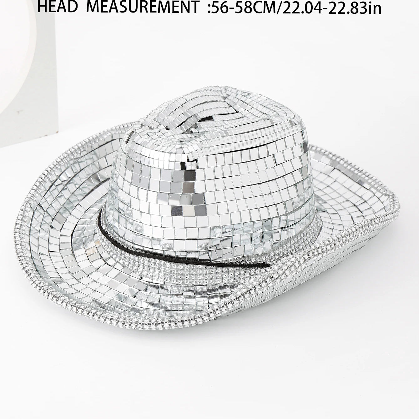 Mirror Ball Hat Shiny Silver Cowgirl Hat Disco Ball Cowboy Hat pub performance cap for men western