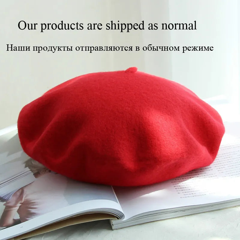 Wool Thick Berets Artist French Beret Women Painter Hat Girls Female Warm Walking Cap