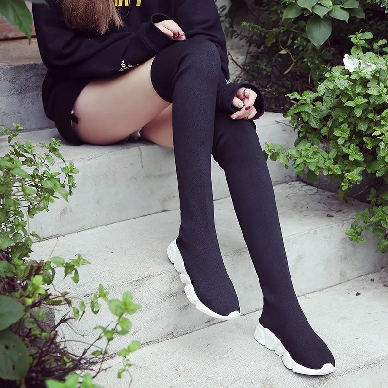 Women Boots Long Tube Socks Shoes Female Fashion Sexy Shoes for Women Over the Knee Boots For Women Sneakers