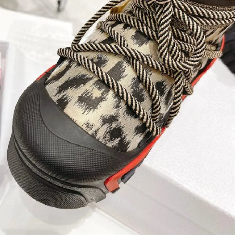 Leopard Print Women Snow Boots Waterproof Non-slip Designer Female Ankle Boots Platform Keep Warm Fur Ladies Winter Shoes