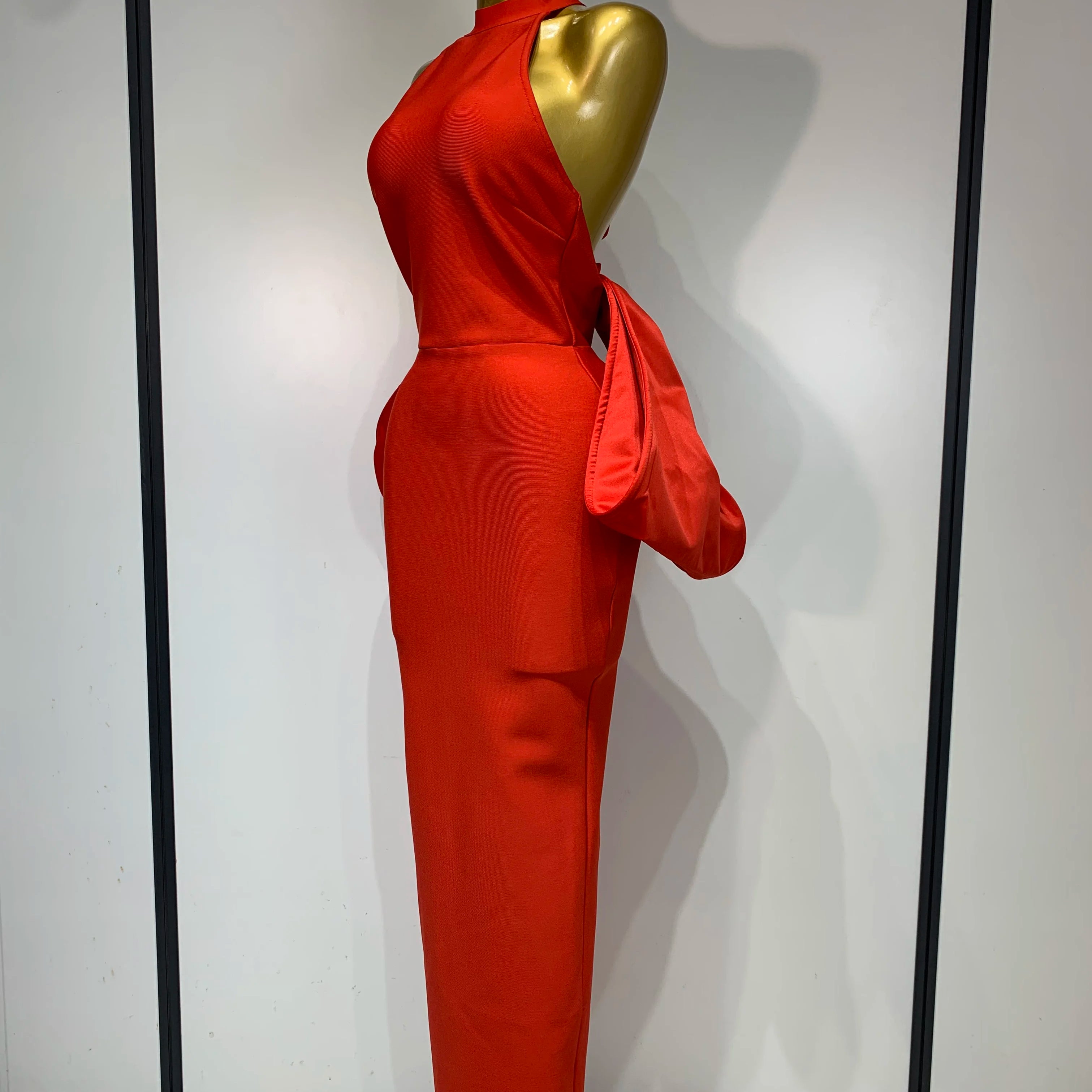 Women Sexy Backless Bow Sleeveless Bodycon Bandage Maxi Dress Red Celebrity Evening Party Cocktail Luxury Birthday Party Dresses