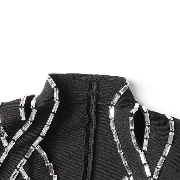 TWOTWINSTYLE Hollow Out Two Piece Sets For Women V Neck Long Sleeve Tops High Waist A Line Skirt Summer Set Female Fashion New