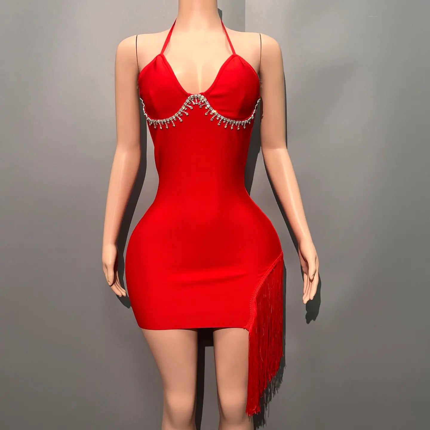 Red Black Color Women Sleeveless Sexy V-Neck Bodycon Bandage Mini Dress Celebrate Nightclub Party Birthday Outfit Vestido