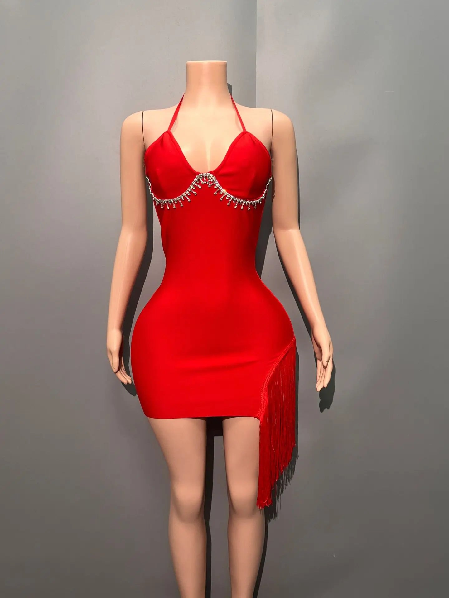 Red Black Color Women Sleeveless Sexy V-Neck Bodycon Bandage Mini Dress Celebrate Nightclub Party Birthday Outfit Vestido