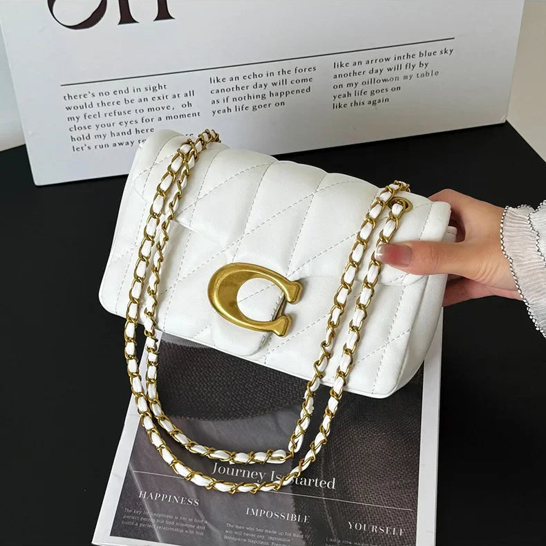 Chain Crossbody Bag New Personality Leisure All Match Diamond Check Embroidery Line Shoulder Bag Fashion Armpit Small Square Bag