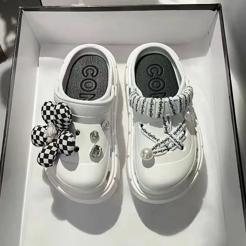 Platform Slippers Summer Women's Sandals 6cm Wedges Ladies Outdoor Clogs Thick Street Beach Slides Girls Flip Flops Garden Shoes white DIYhuabudai