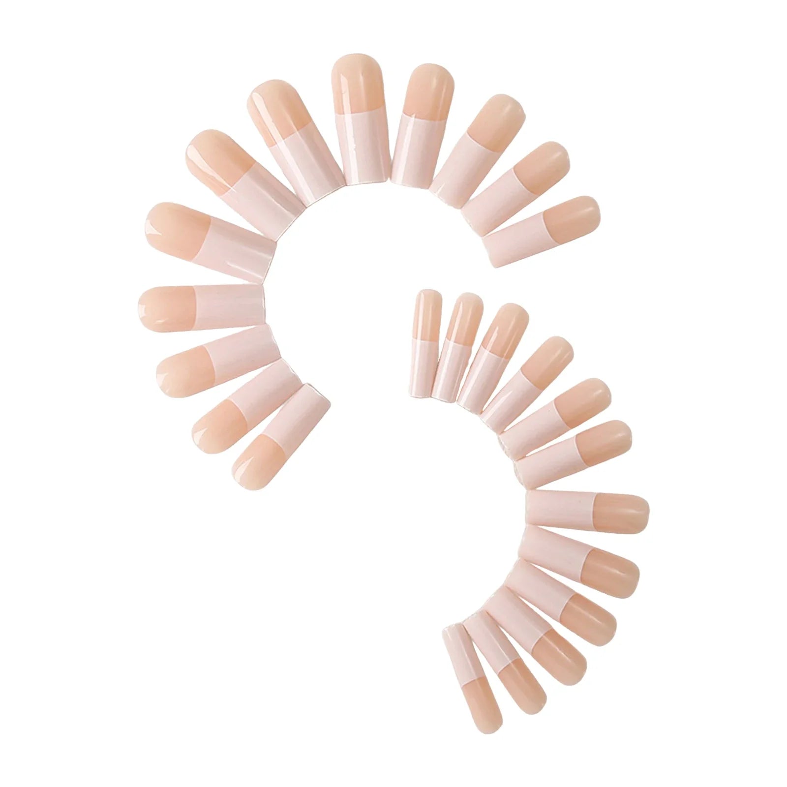 Long Coffin False Nails Minimalist Charm Manicure 24Pcs White French Press On Nails Nude Color Stick-on Fake Nails Patches