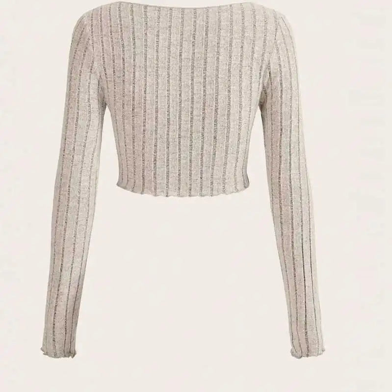 Short Top Summer And Autumn New Classic American Irregular Pit Strip Long Sleeve Waist Slim Mini Ladies Sexy Slit Shirt