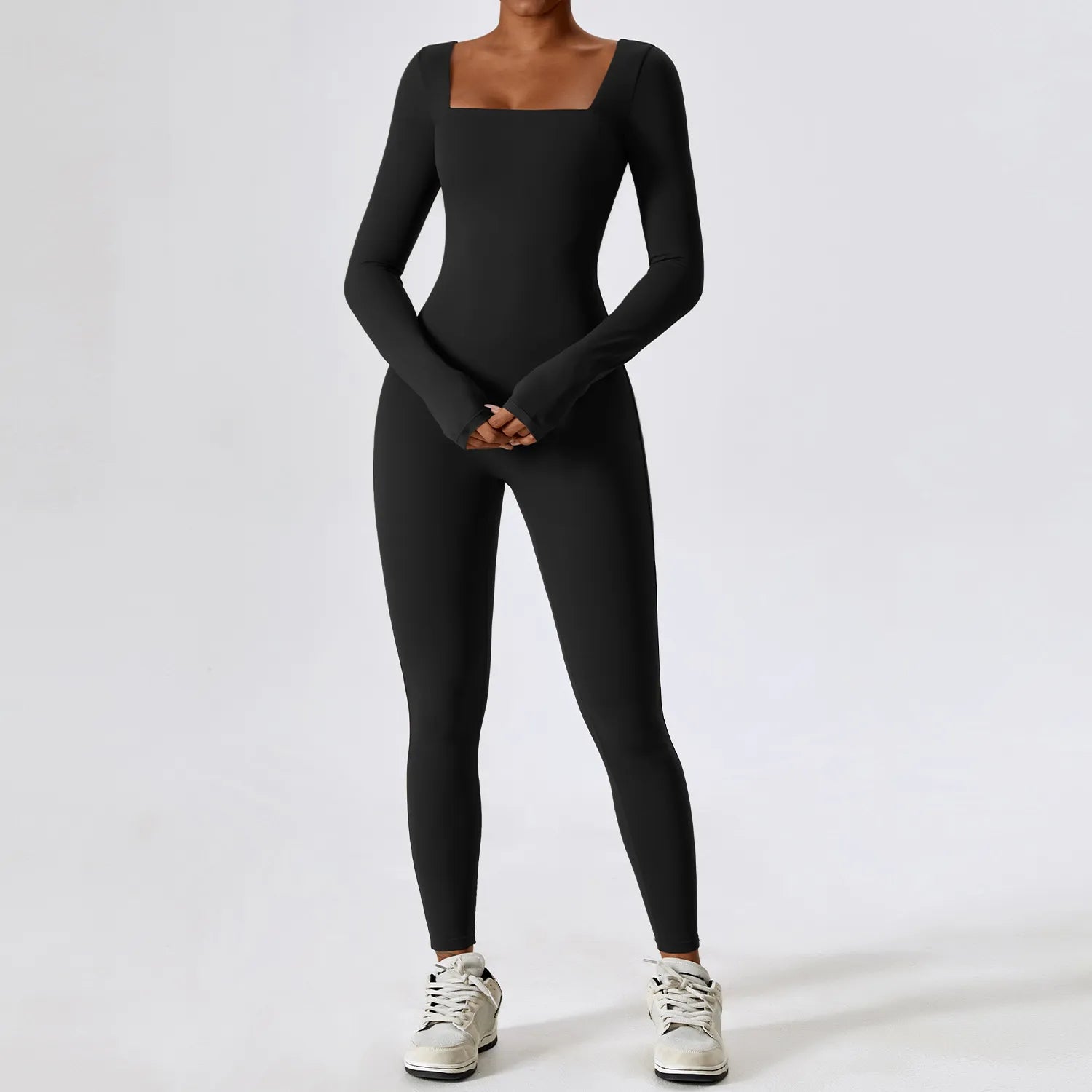 Jumpsuit Gym Workout Yoga Clothes Dance Fitness Long Sleeved One Piece Sports Jumpsuit Sexy Tight Boilersuit Women Tracksuit Advanced Black CHINA