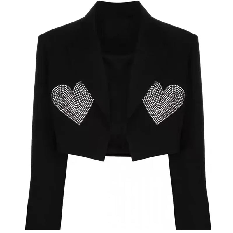 TWOTWINSTYLE Solid Slimming Spliced Stick Drill Short Jackets for Women Lapel Long Sleeves Temperament Jacket Female Clothing