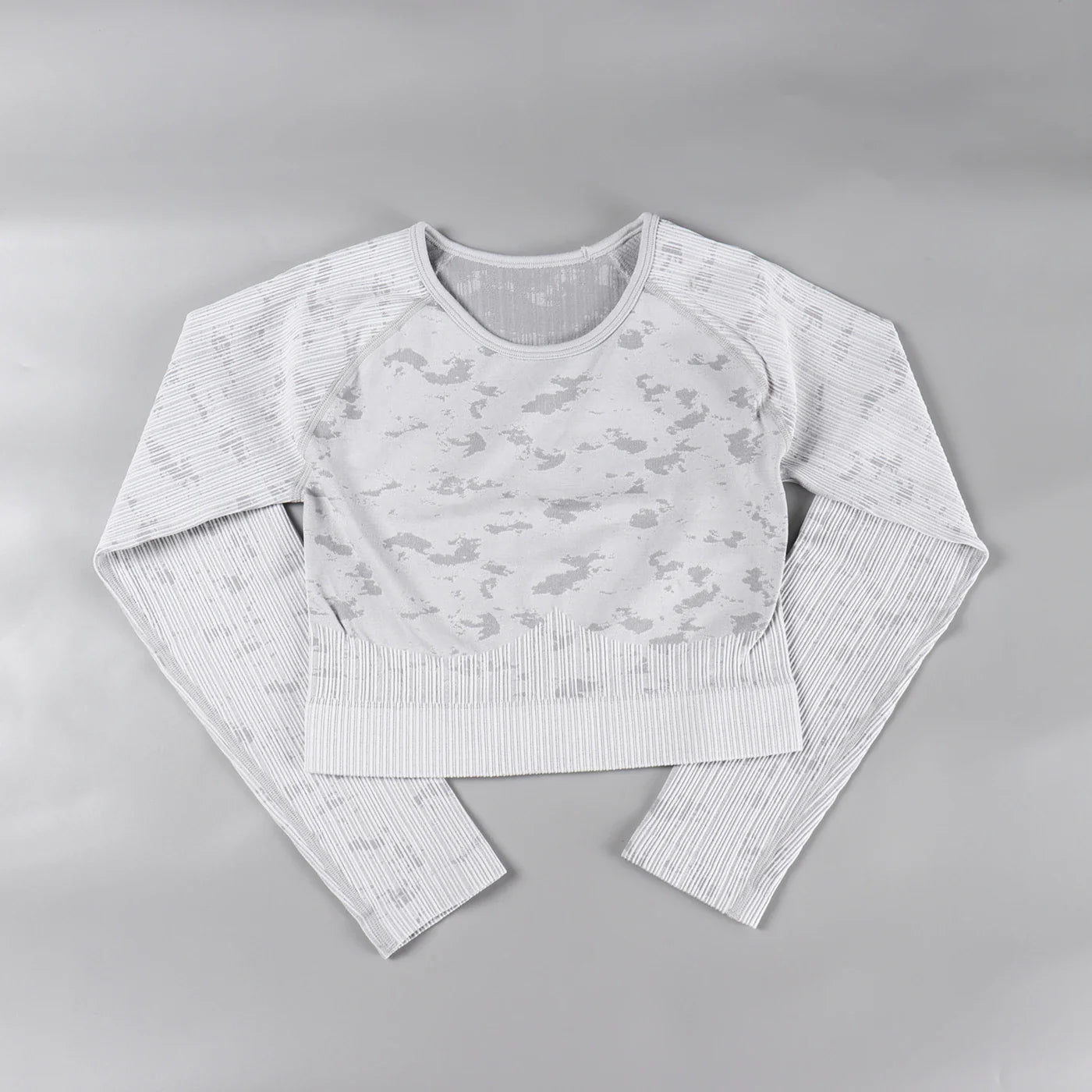 Rid Seamless Yoga Set Women 2pcs Two Piece Long Sleeve Crop Top T-Shirt Leggings Outfit Clothes Gym Wear Fitness Suit Sport Sets Upgrade Gray Shirts