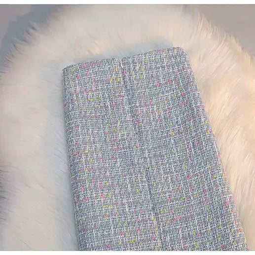 2023 Women's Autumn Winter Fashion Long High Waist Skirts Female Slim Casual A-line Skirts Ladies Plaid Tweed Skirts Y623