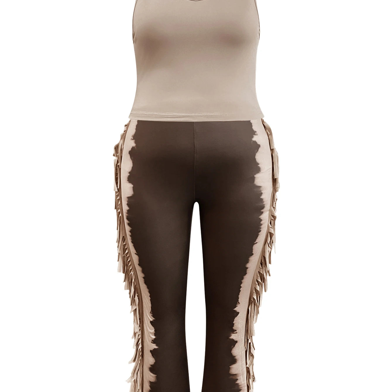 LW Plus Size casual Two pieces sets summer sleeveless U neck Cami Tank + Tie Dye Tassel Design Pants Set women Matching Set