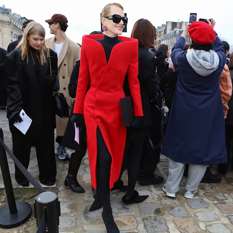 Celebrity Red Carpet Dress Women Long Sleeve Sexy Off the Shoulder Bodycon Mid-calf Dress Elegant Evening Party Outfit Vestido