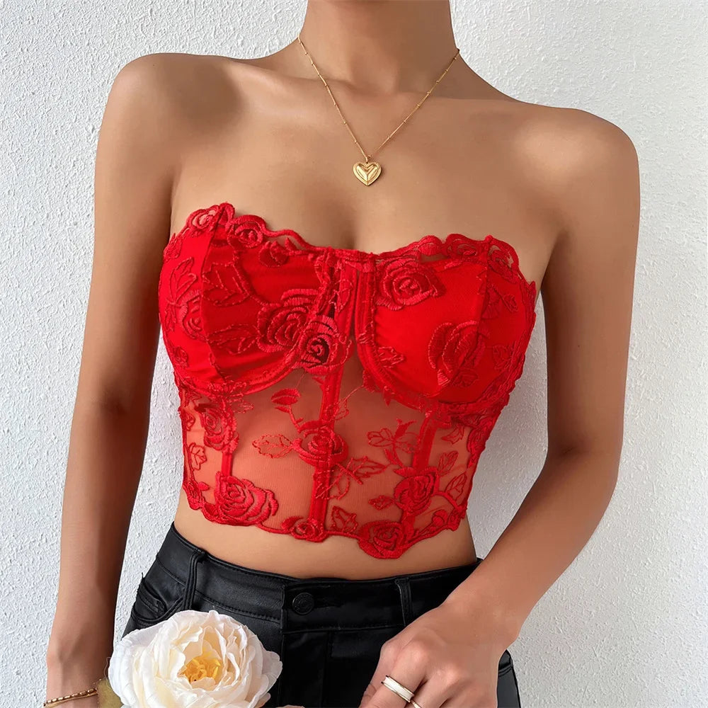 Sexy Shirt Women Clothing Corset Camis Blusas Shaper Harajuku Hot Tee Woman Tank Top Club Ropa Mujer Summer Ladies Crop Top 4-9434 red