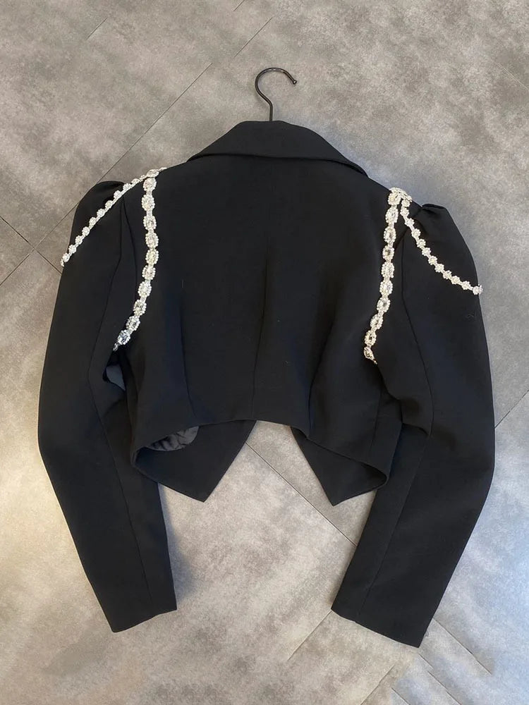 Fashion Trend Versatile Notched Long Sleeve Suit Women's Slim High Waist Skirt Two Pic Set Female