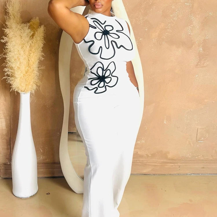 CM.YAYA Fashion Women Sunflower Sleeveless Tank Jumpsuits 2025 Summer Street Birthday Sexy Party Outfits One Piece Suit Rompers