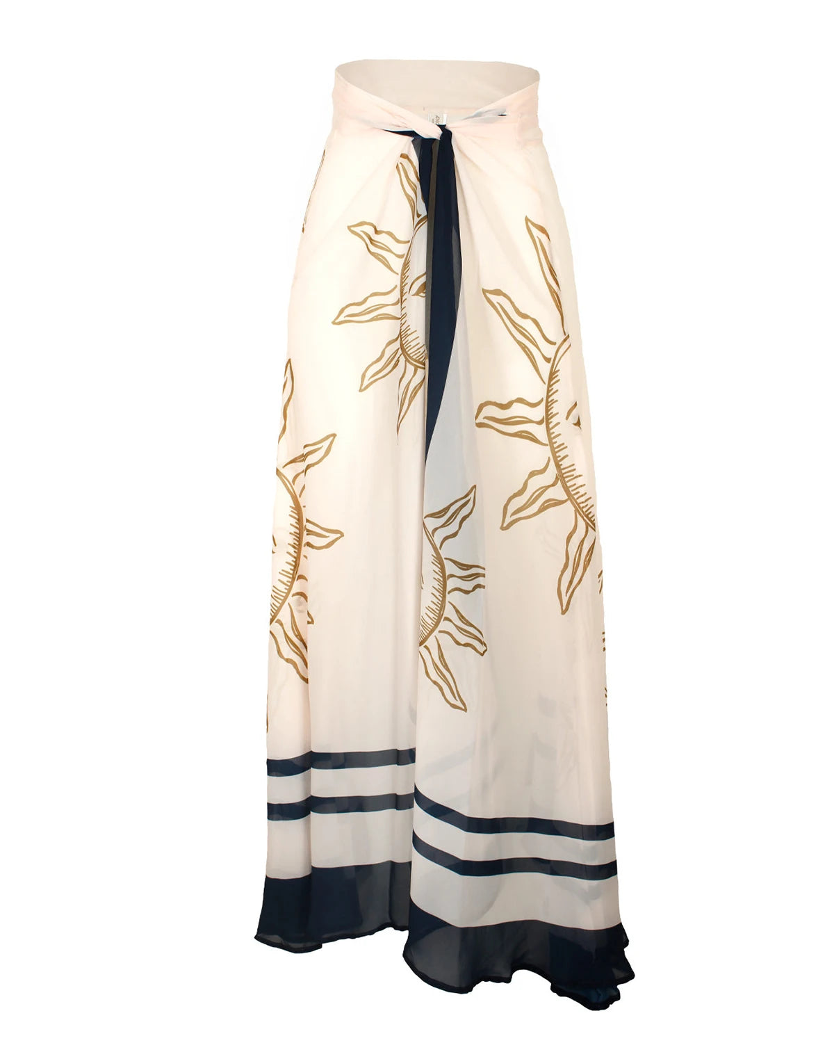 Fashion Blue Sexy Vintage Women's Swimwear Sun Printed Featured Design Hollow Out One Piece Bikini With Long Skirt 2024 Seaside ROYAL BLUE