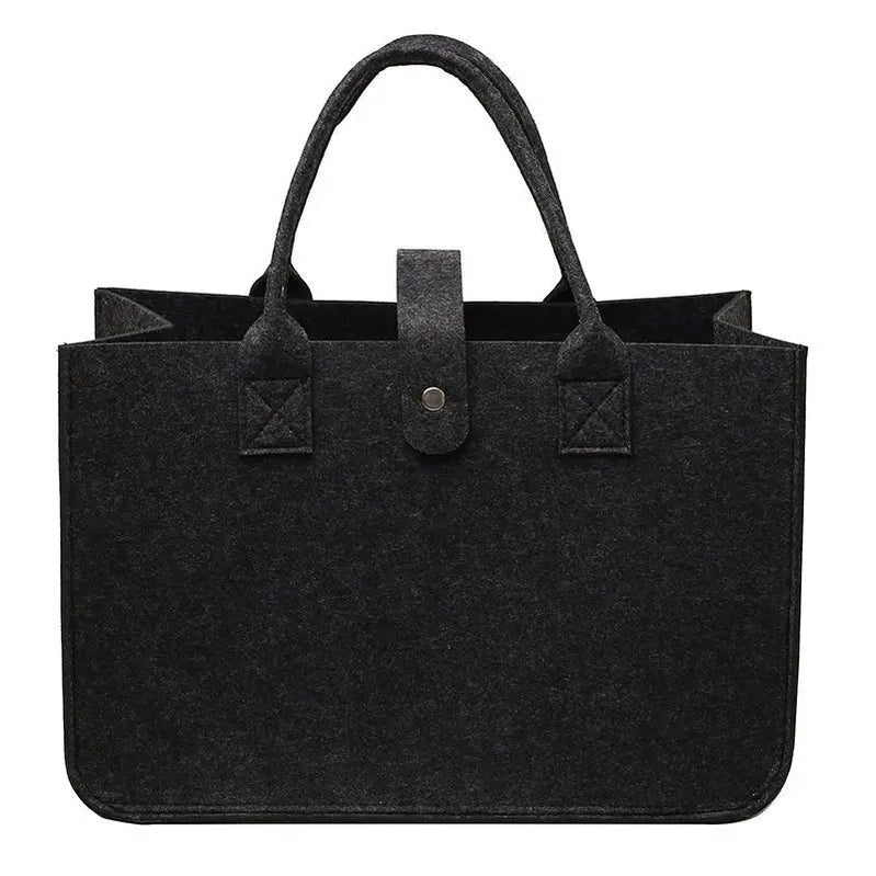 Fashion Women Winter Bag Felt Cloth Hand Bag Female Large Capacity Tote Bag Ladies Solid Color Travel Shopping Purses dark gray