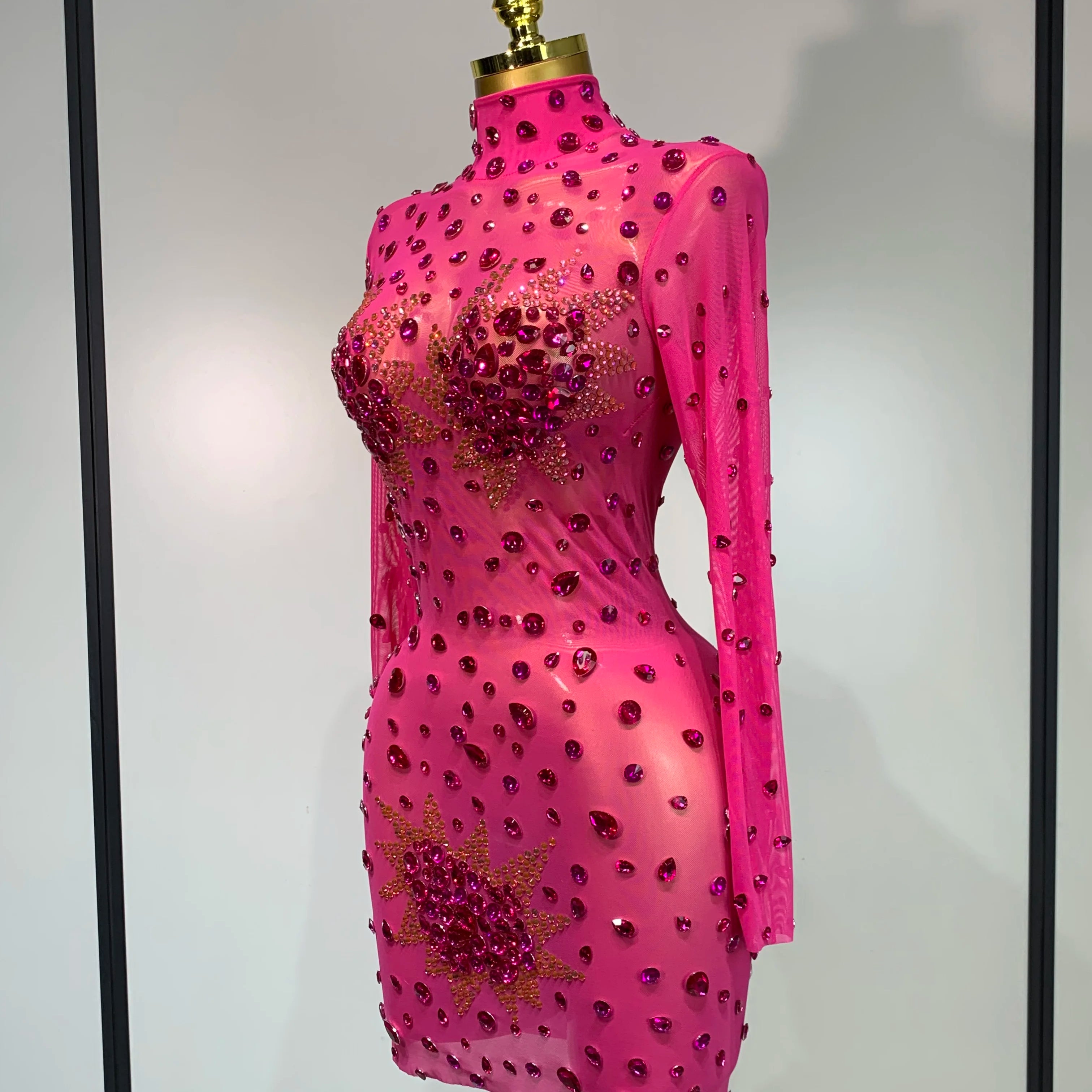 High Quality Sparkly Rhinestone Sexy Bodycon Dress 2025 New Fashion Nightclub Stage Outfit Luxury Birthday Party Dresses