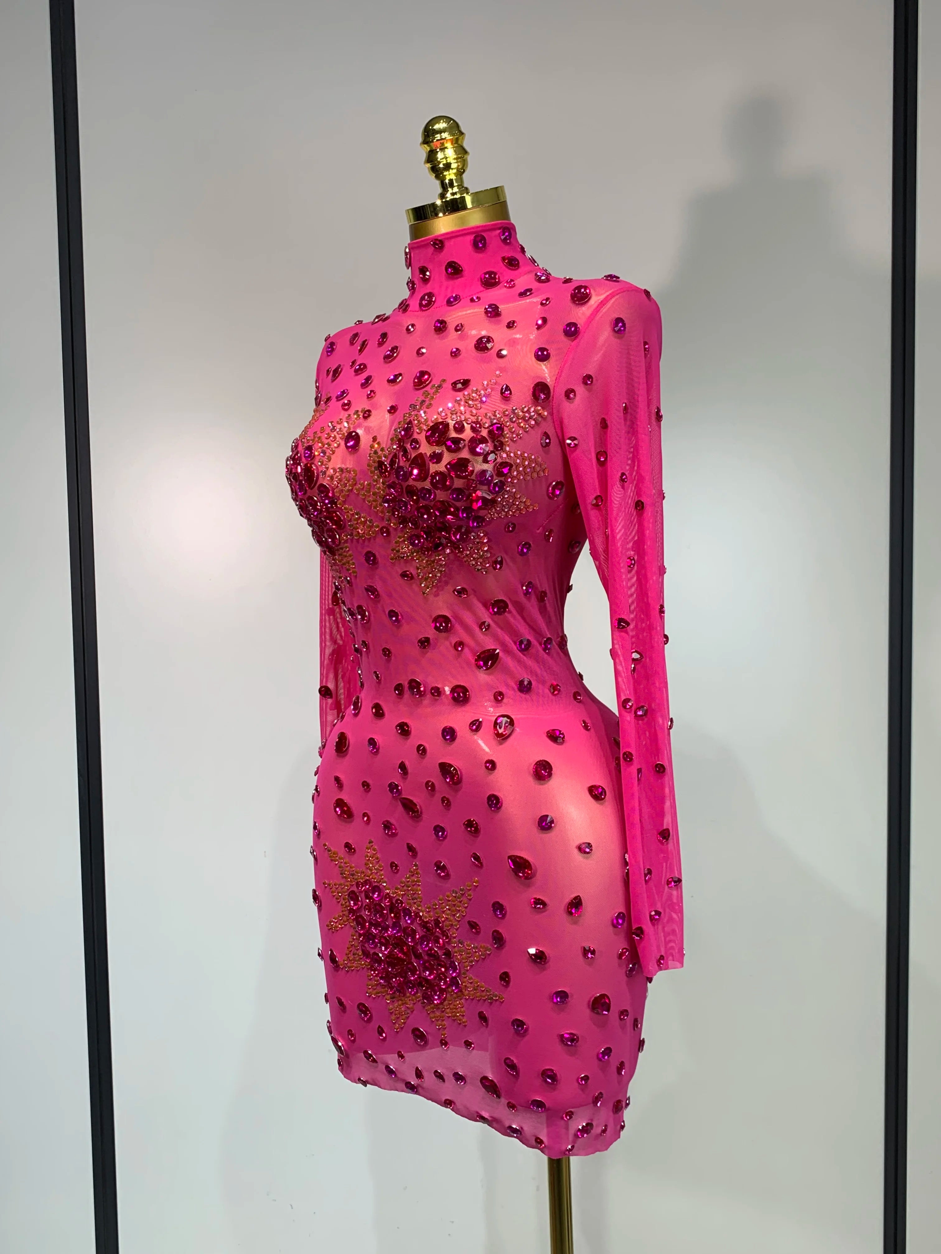 High Quality Sparkly Rhinestone Sexy Bodycon Dress 2025 New Fashion Nightclub Stage Outfit Luxury Birthday Party Dresses