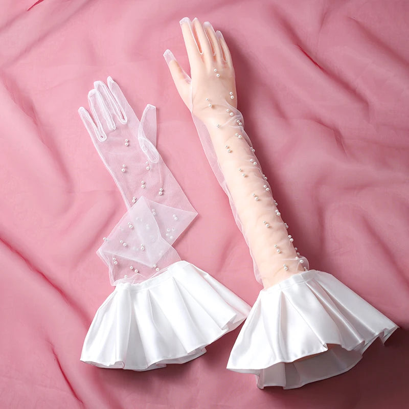 Wedding Bride Accessories Silk Gloves Long Short Dating Party Summer Elegance For Women and Girls ST-0068-A