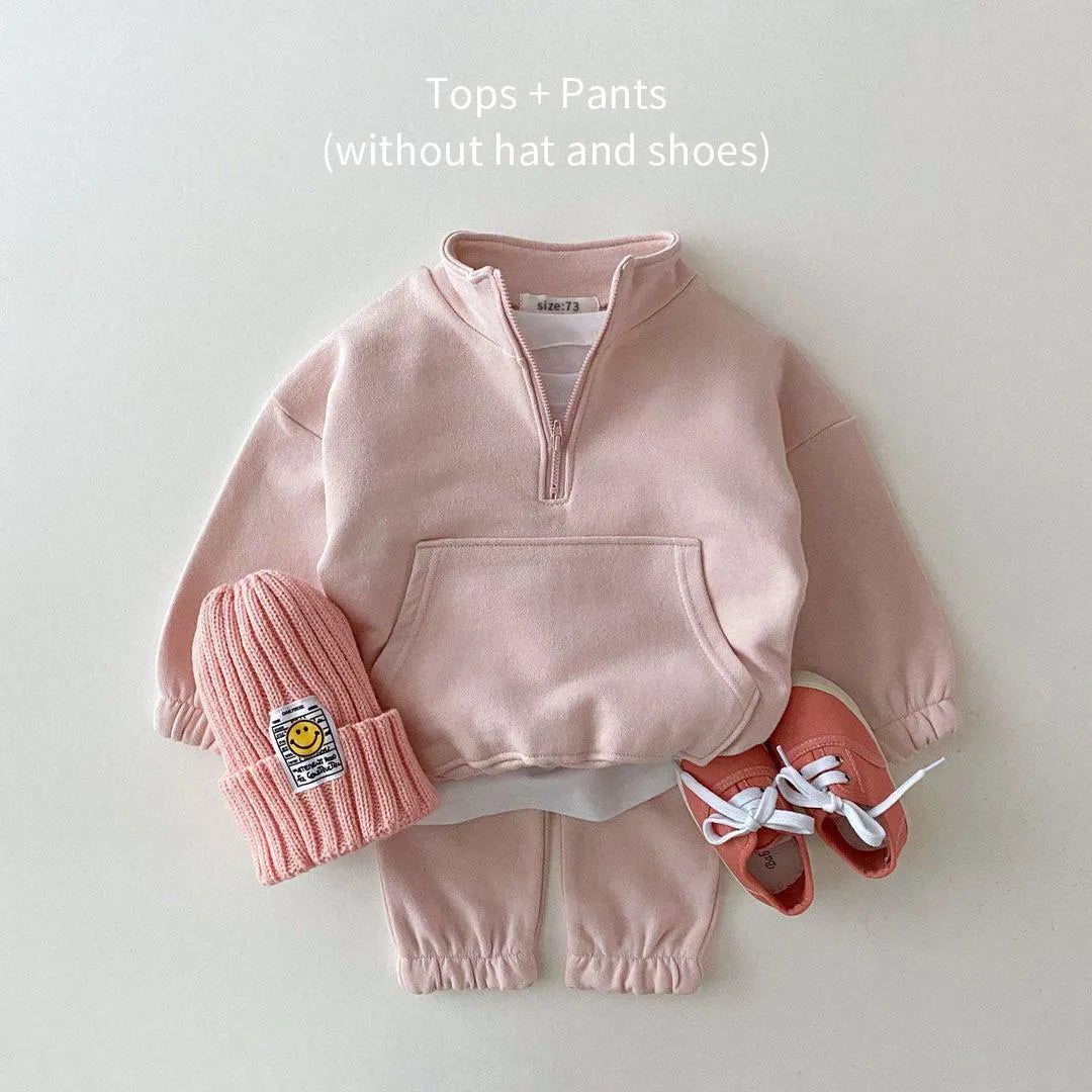 2piece Set Baby Clothes Set Baby Toddler Girl Boy Cotton Sweatshirt +pant Two Piece Kid Children Clothing Suit Spring and Autumn pink