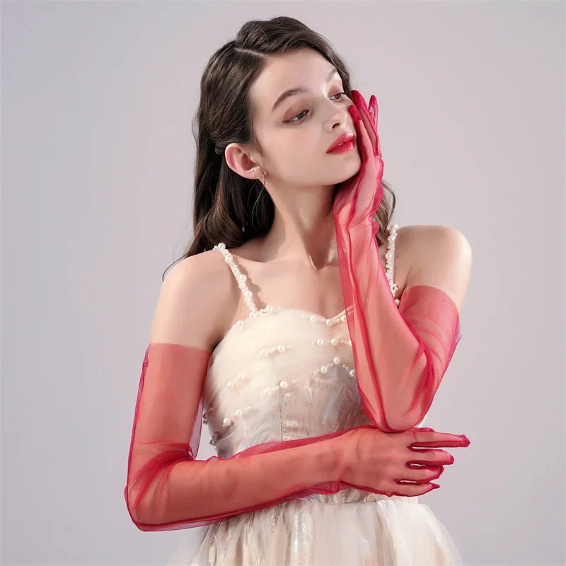 Wedding Dress Luxury Atmosphere Gloves Bride Gloves Long Double Row Gloves Wedding Gloves Winter Beige CHINA