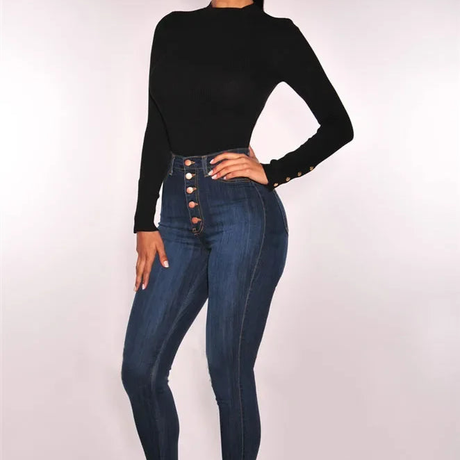 Denim Pants Blue Jeans for Women Slouchy Jeans Fashionable and Comfortable Women’s High-waisted Stretchy Slim Fit darkblue