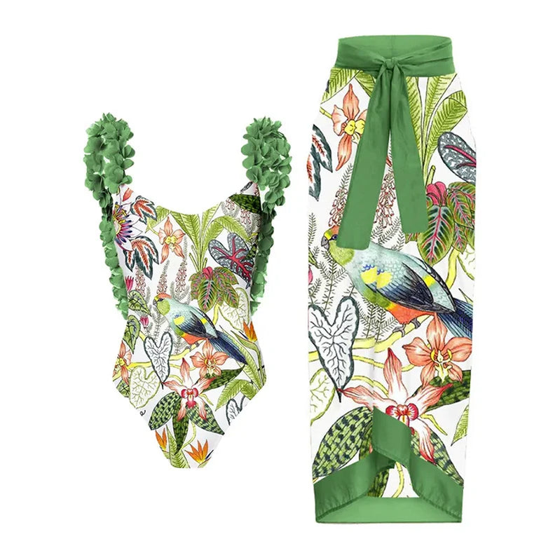 2023 Sexy Fashion One Piece Swimsuit Solid 3D Flower Summer Women Swimwear Beachwear Summer Luxury Monokini Bathing Suit a set 5