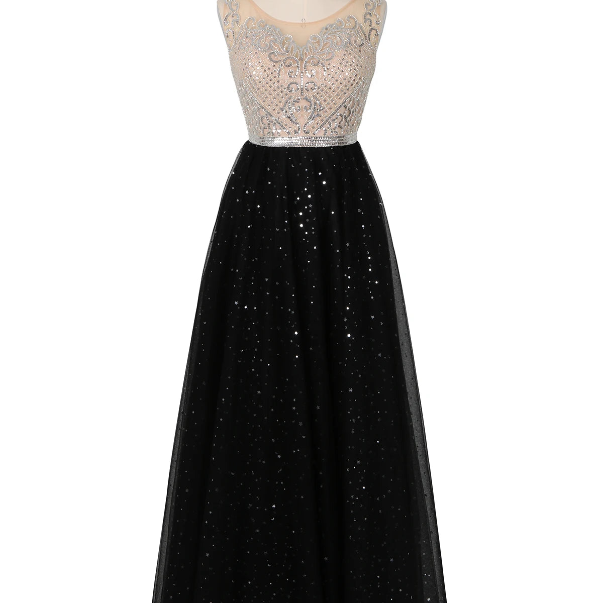 Luxury Hand Beading Crystal Prom Dresses Long Sparkly Start Tulle Ball Gown Homecoming Dresses for Teens Illusion Backless