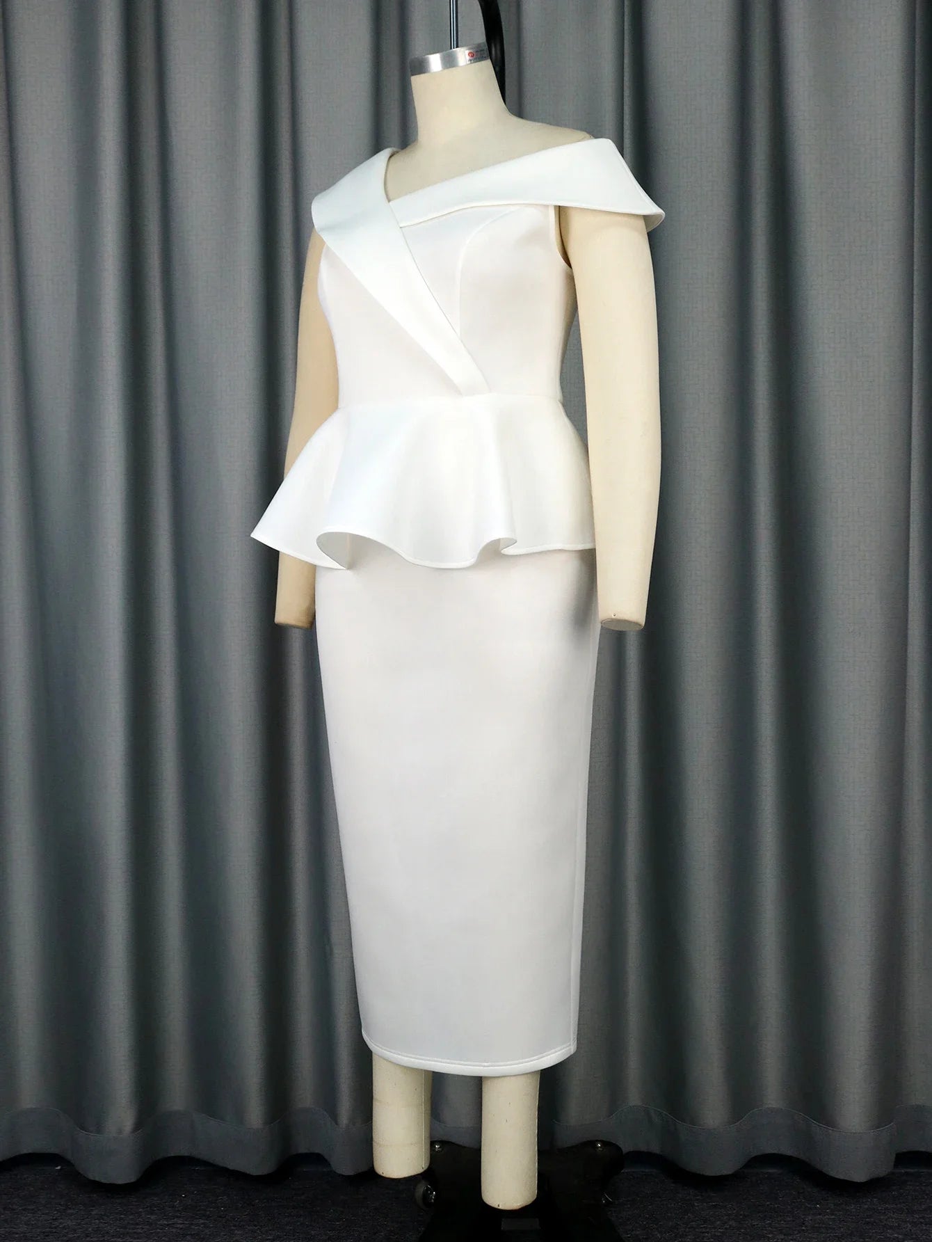 Plus Size White Dress Party Women's One Shoulder Short Sleeve Slim Fit Midi Dresses Elegant Birthday Club Evening Gowns