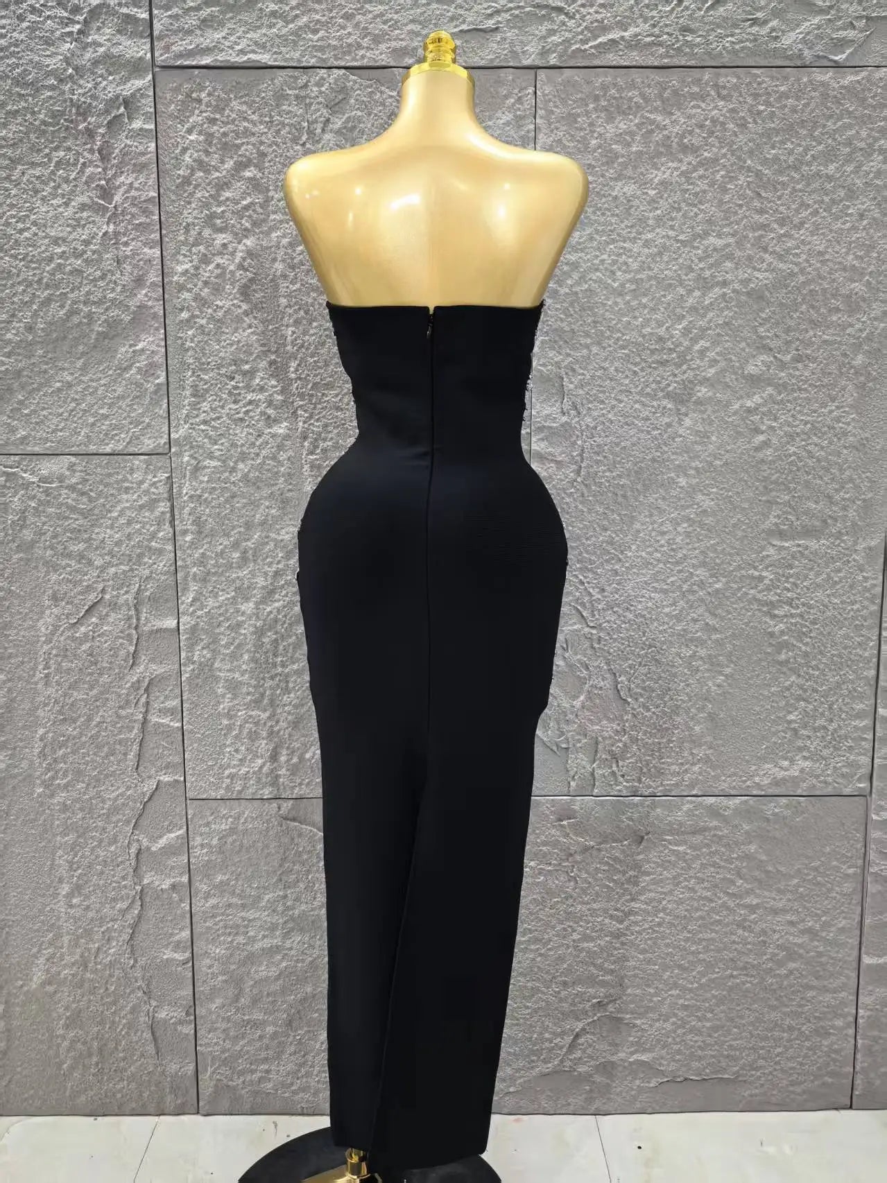 Top Quality Women Sexy Strapless Shinning Crystal Mesh Bodycon Long Bandage Dress Evening Party 2025 New Birthday Outfit