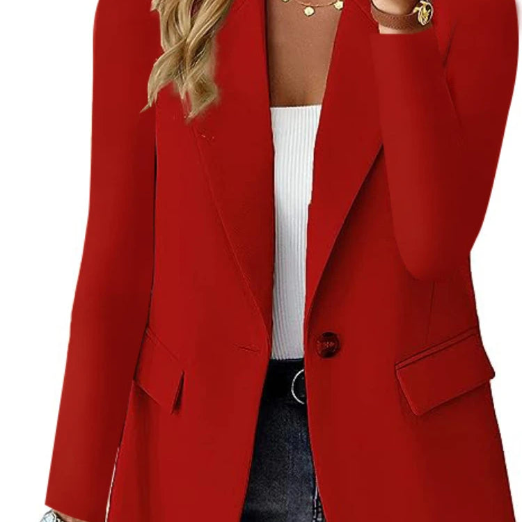 Blazer Woman Clothing Korean Style Outerwear Long Sleeved Top Solid Color Cardigan Autumn Winter Office Lady Jacket Elegant Coat